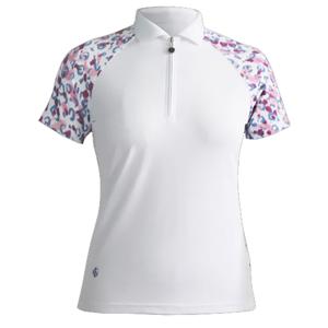 Island Green Ladies Leopard Print Back & Sleeves Polo Shirt
